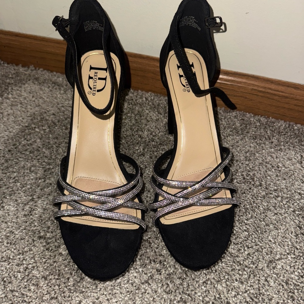 Chic Black and Silver Strappy Heels